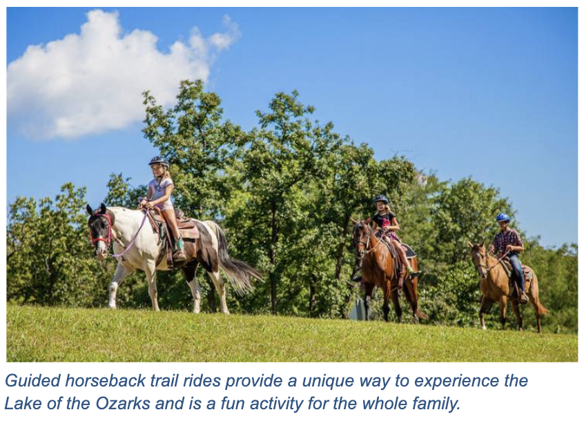 Family riding horses at the Lake of the Ozarks